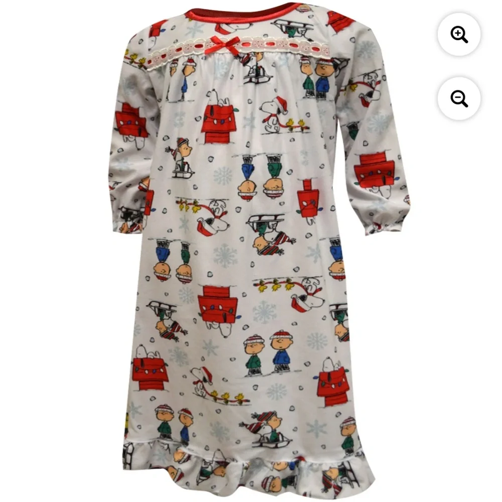 Peanuts Gang Charlie Brown Girls Long Sleeve Nightgown Pajamas 8 NEW
